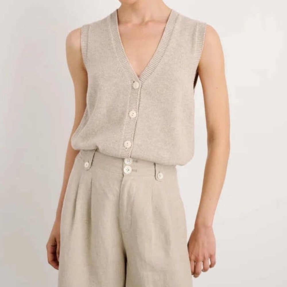 Alex Mill Emilia Sweater Vest Oatmeal Cotton Linen
